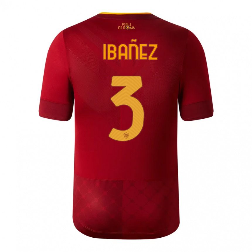 Homme Maillot Roger Ibanez #3 Brun Rouge Tenues Domicile 2022/23 T-shirt Belgique