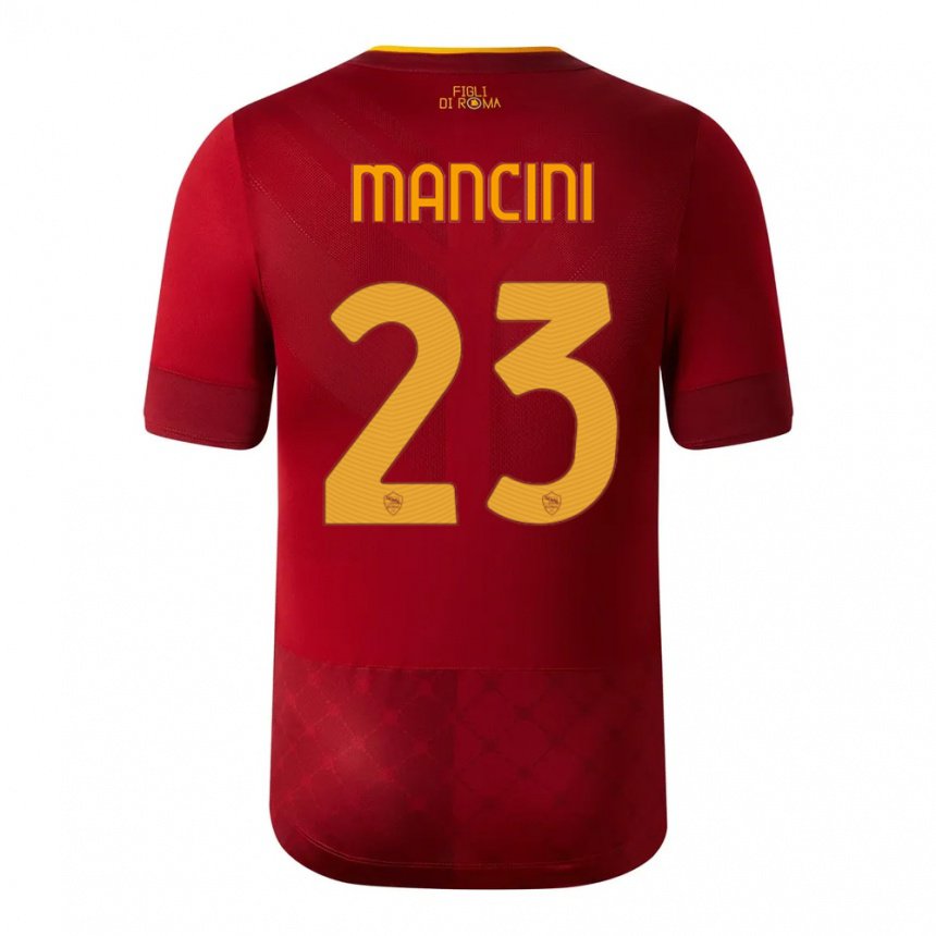 Homme Maillot Gianluca Mancini #23 Brun Rouge Tenues Domicile 2022/23 T-shirt Belgique