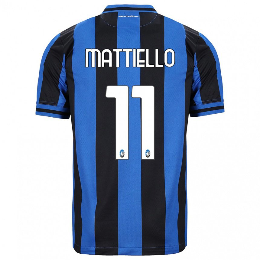 Homme Maillot Federico Mattiello #11 Bleu Noir Tenues Domicile 2022/23 T-shirt Belgique
