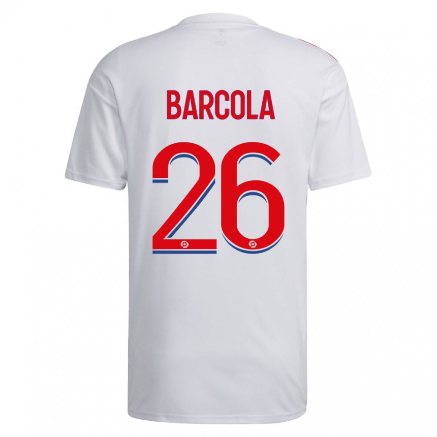 Homme Maillot Bradley Barcola #26 Blanc Bleu Rouge Tenues Domicile 2022/23 T-shirt Belgique