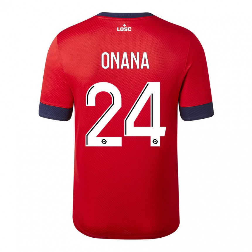 Herren Amadou Onana #24 Roter Zuckerapfel Heimtrikot Trikot 2022/23 T-shirt Belgien