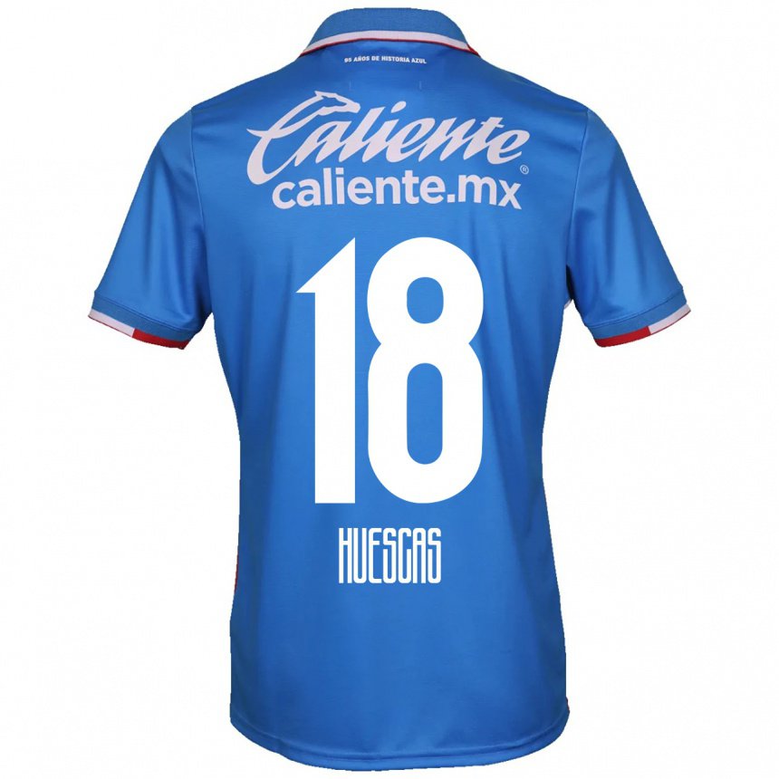 Homme Maillot Rodrigo Huescas #18 Bleu Azur Tenues Domicile 2022/23 T-shirt Belgique