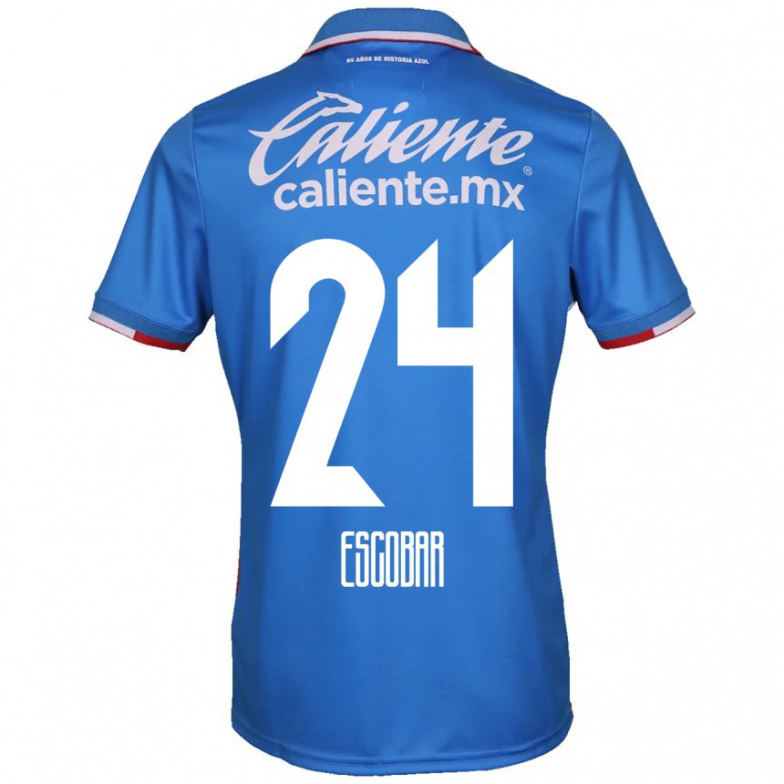 Homme Maillot Juan Escobar #24 Bleu Azur Tenues Domicile 2022/23 T-shirt Belgique