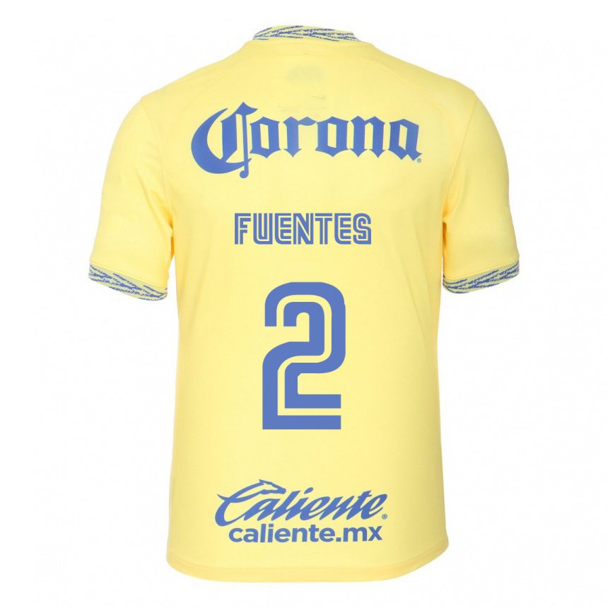 Homme Maillot Luis Fuentes #2 Jaune Citron Tenues Domicile 2022/23 T-shirt Belgique