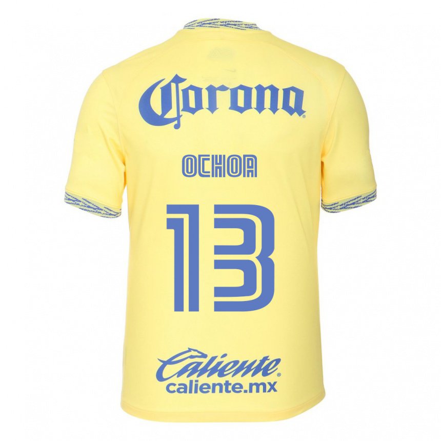 Homme Maillot Guillermo Ochoa #13 Jaune Citron Tenues Domicile 2022/23 T-shirt Belgique