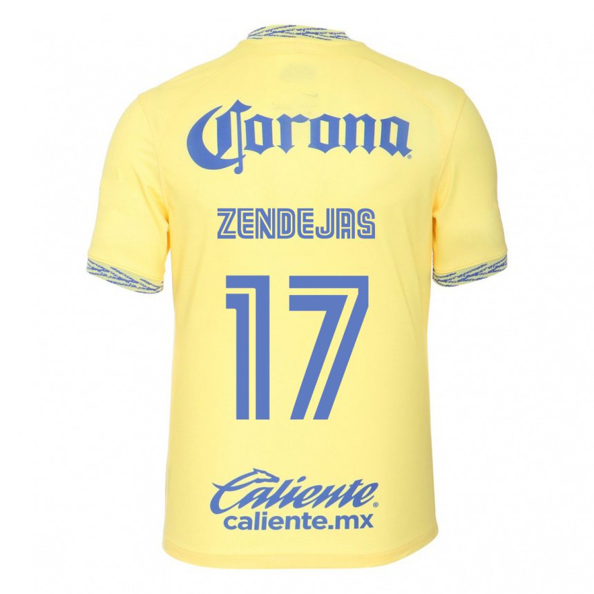 Homme Maillot Alejandro Zendejas #17 Jaune Citron Tenues Domicile 2022/23 T-shirt Belgique