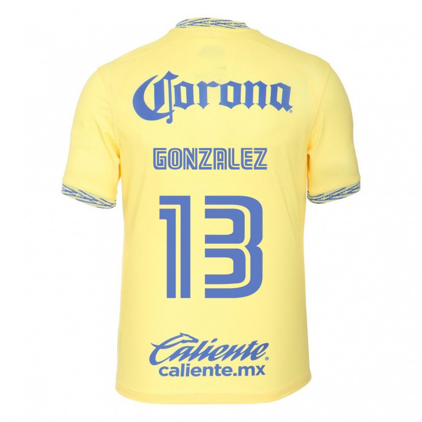 Homme Maillot Eva Gonzalez #13 Jaune Citron Tenues Domicile 2022/23 T-shirt Belgique