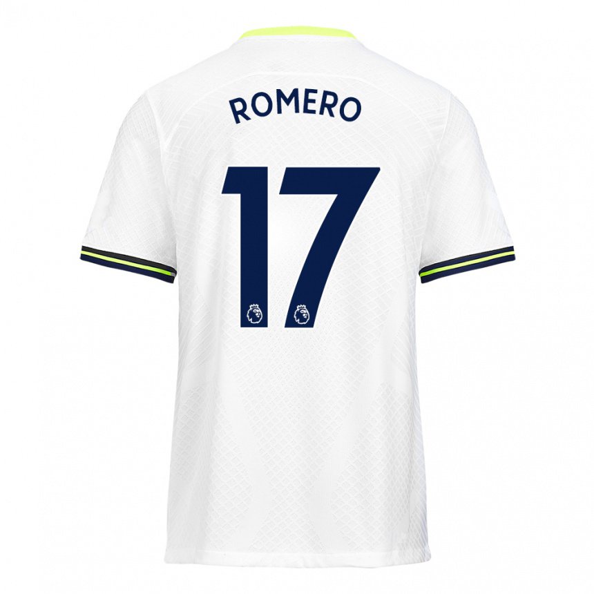 Homme Maillot Cristian Romero #17 Blanc Vert Tenues Domicile 2022/23 T-shirt Belgique