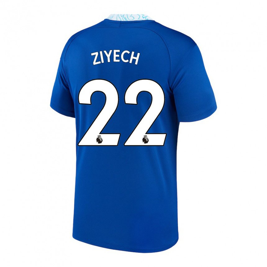 Homme Maillot Hakim Ziyech #22 Bleu Foncé Tenues Domicile 2022/23 T-shirt Belgique