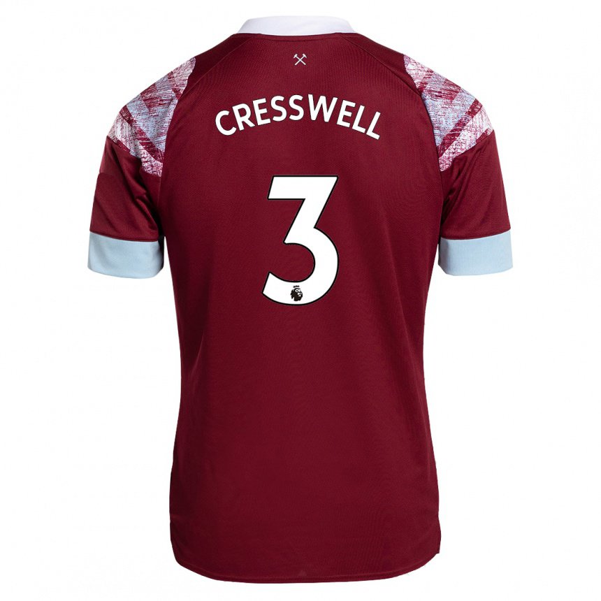 Homme Maillot Aaron Cresswell #3 Bordeaux Tenues Domicile 2022/23 T-shirt Belgique