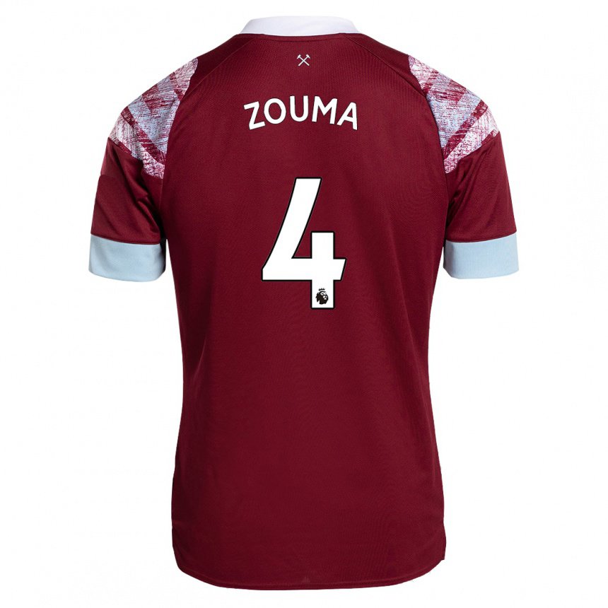 Homme Maillot Kurt Zouma #4 Bordeaux Tenues Domicile 2022/23 T-shirt Belgique