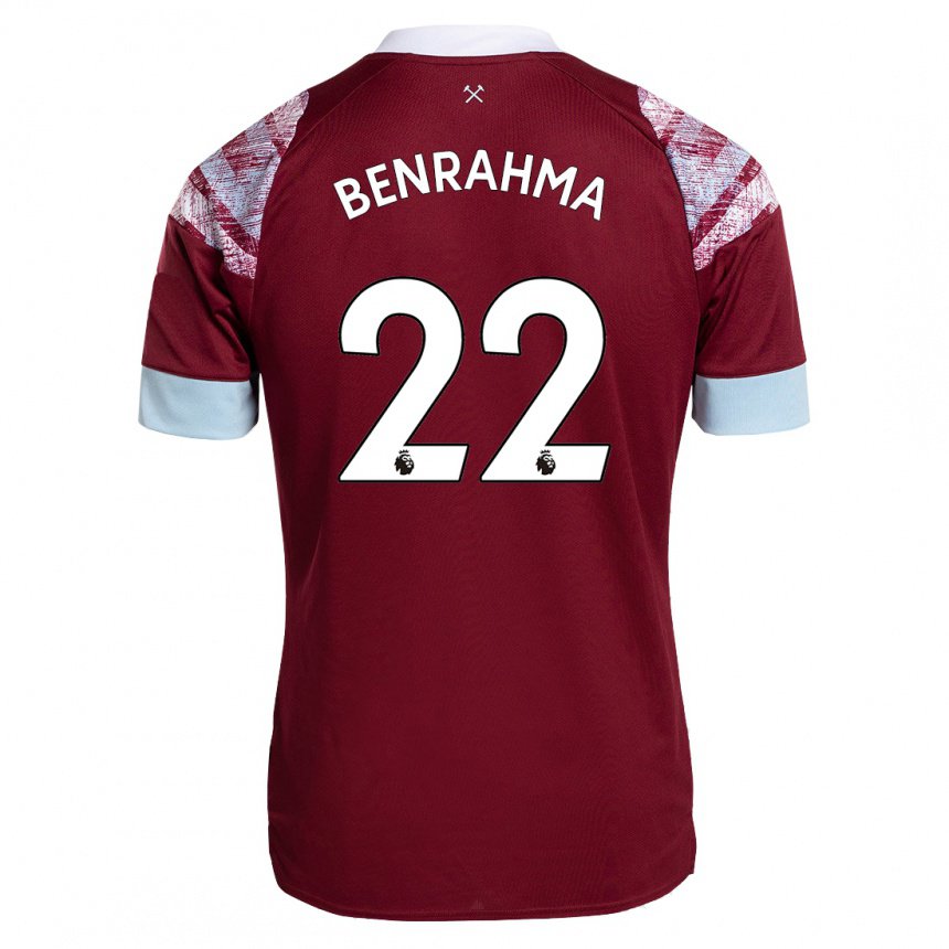 Herren Said Benrahma #22 Rotwein Heimtrikot Trikot 2022/23 T-shirt Belgien