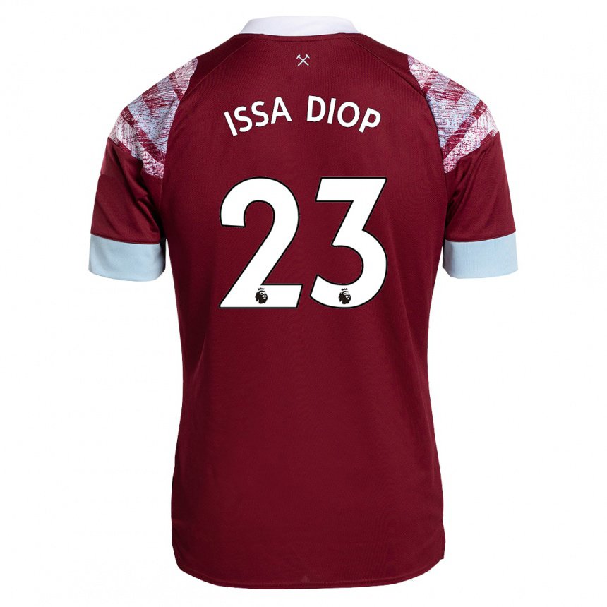 Herren Issa Diop #23 Rotwein Heimtrikot Trikot 2022/23 T-shirt Belgien