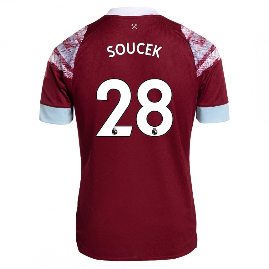 Homme Maillot Tomas Soucek #28 Bordeaux Tenues Domicile 2022/23 T-shirt Belgique