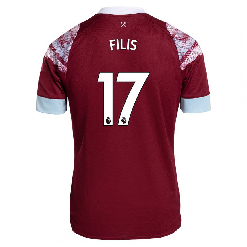 Herren Melisa Filis #17 Rotwein Heimtrikot Trikot 2022/23 T-shirt Belgien