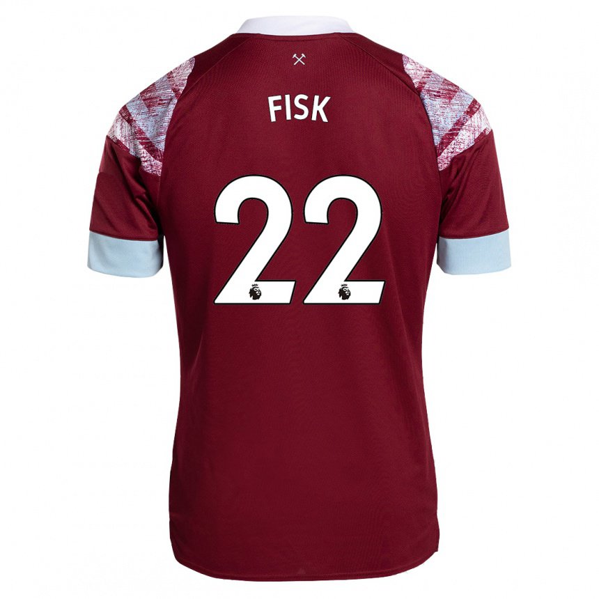 Herren Grace Fisk #22 Rotwein Heimtrikot Trikot 2022/23 T-shirt Belgien