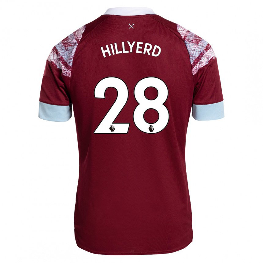 Herren Sophie Hillyerd #28 Rotwein Heimtrikot Trikot 2022/23 T-shirt Belgien