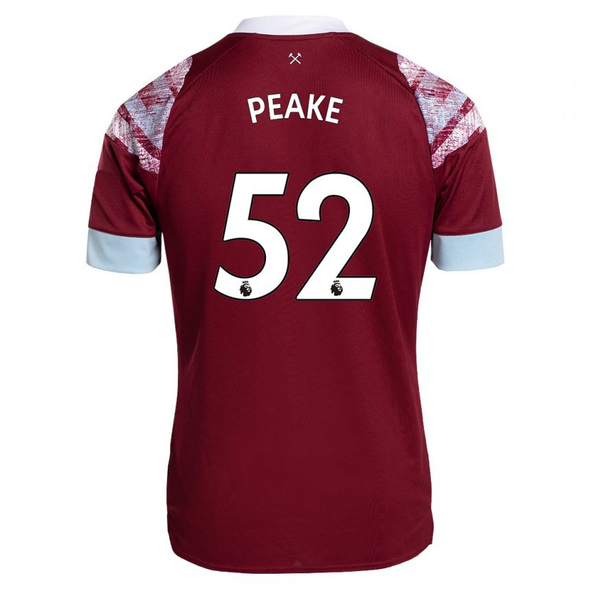 Herren Lennon Peake #52 Rotwein Heimtrikot Trikot 2022/23 T-shirt Belgien