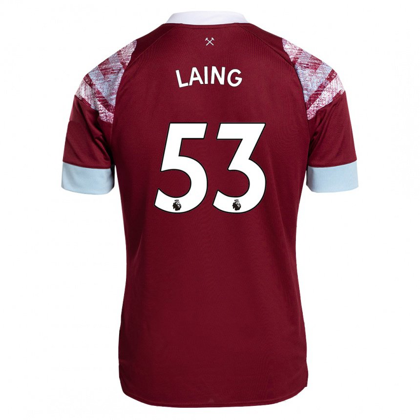 Herren Levi Laing #53 Rotwein Heimtrikot Trikot 2022/23 T-shirt Belgien