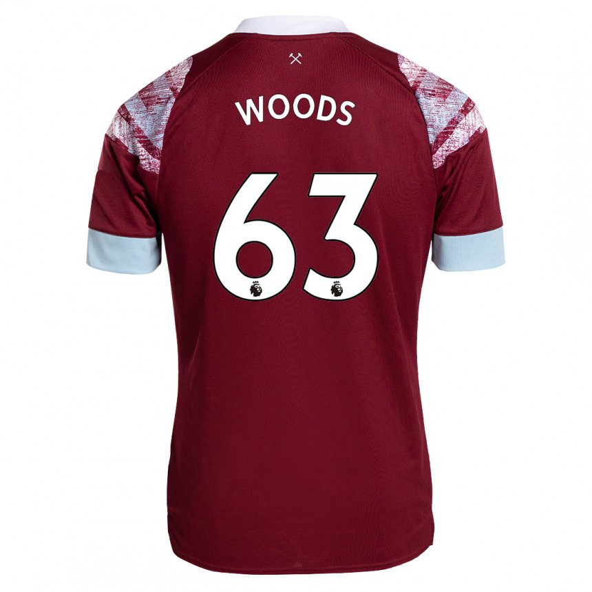 Herren Archie Woods #63 Rotwein Heimtrikot Trikot 2022/23 T-shirt Belgien