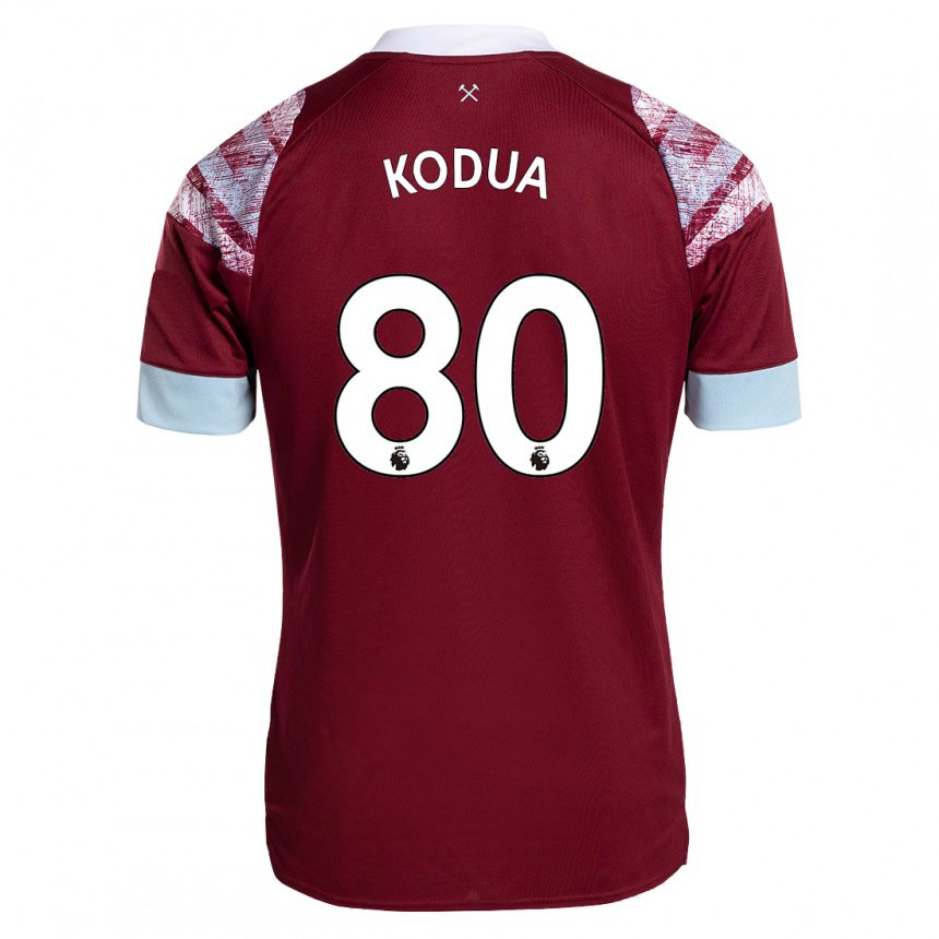 Herren Gideon Kodua #80 Rotwein Heimtrikot Trikot 2022/23 T-shirt Belgien