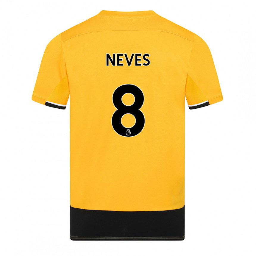 Homme Maillot Ruben Neves #8 Jaune Noir Tenues Domicile 2022/23 T-shirt Belgique