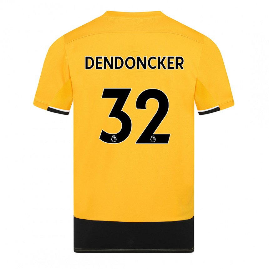 Homme Maillot Leander Dendoncker #32 Jaune Noir Tenues Domicile 2022/23 T-shirt Belgique