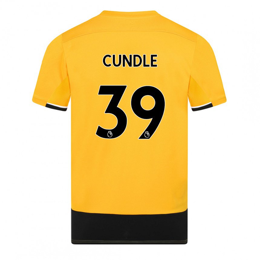 Homme Maillot Luke Cundle #39 Jaune Noir Tenues Domicile 2022/23 T-shirt Belgique