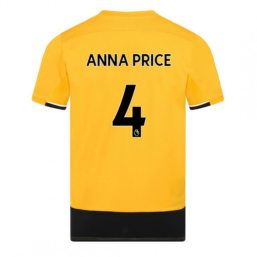 Herren Anna Price #4 Gelb Schwarz Heimtrikot Trikot 2022/23 T-shirt Belgien