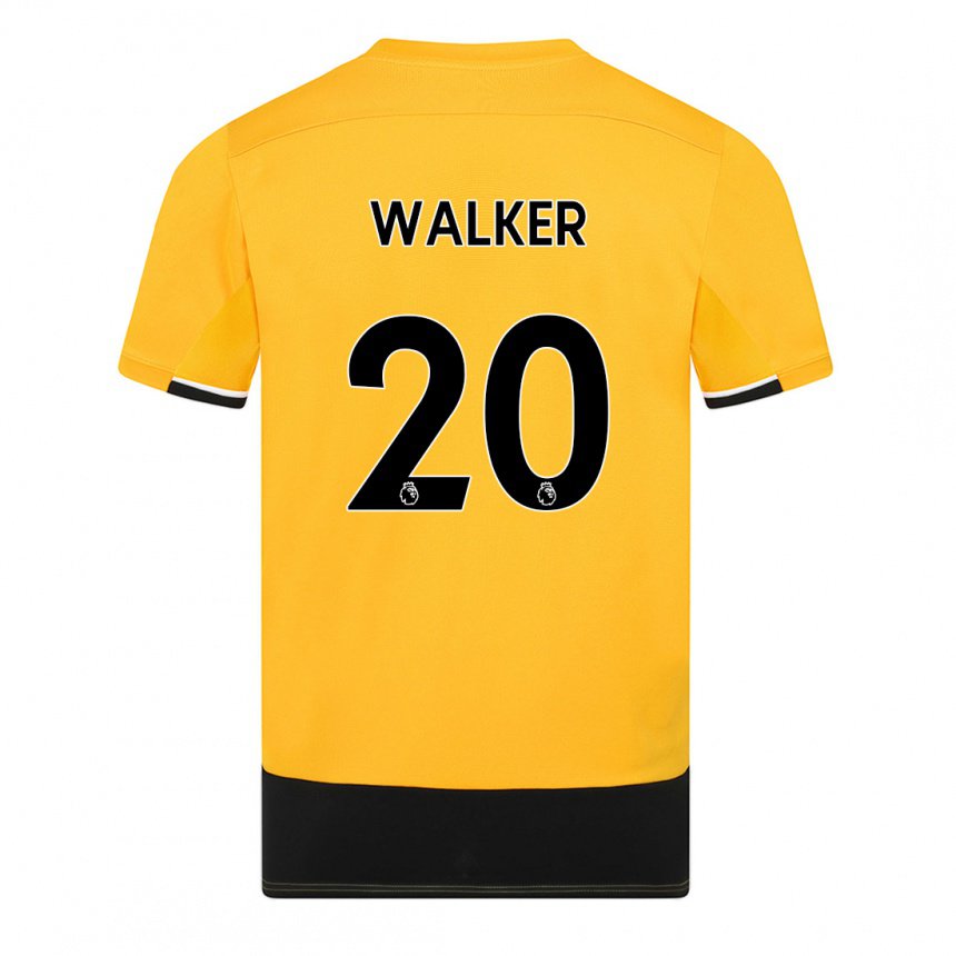 Homme Maillot Lowri Walker #20 Jaune Noir Tenues Domicile 2022/23 T-shirt Belgique