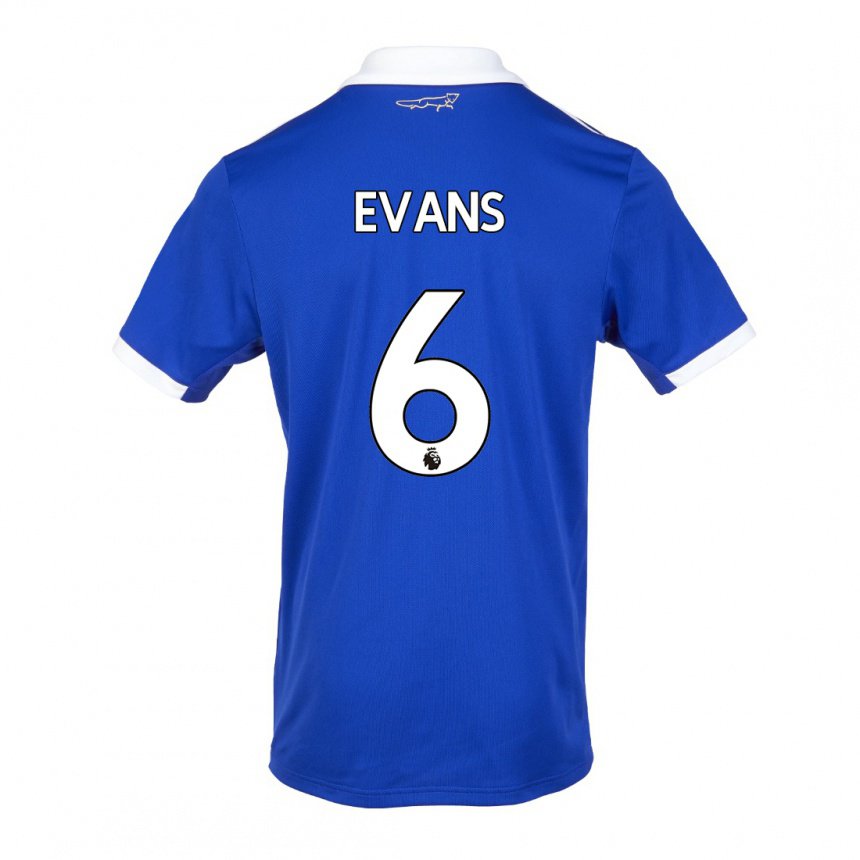 Homme Maillot Jonny Evans #6 Bleu Blanc Tenues Domicile 2022/23 T-shirt Belgique