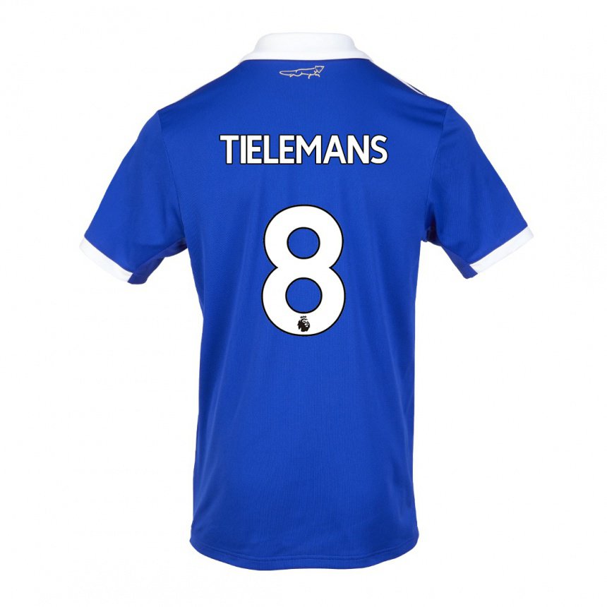 Herren Youri Tielemans #8 Blau Weiss Heimtrikot Trikot 2022/23 T-shirt Belgien