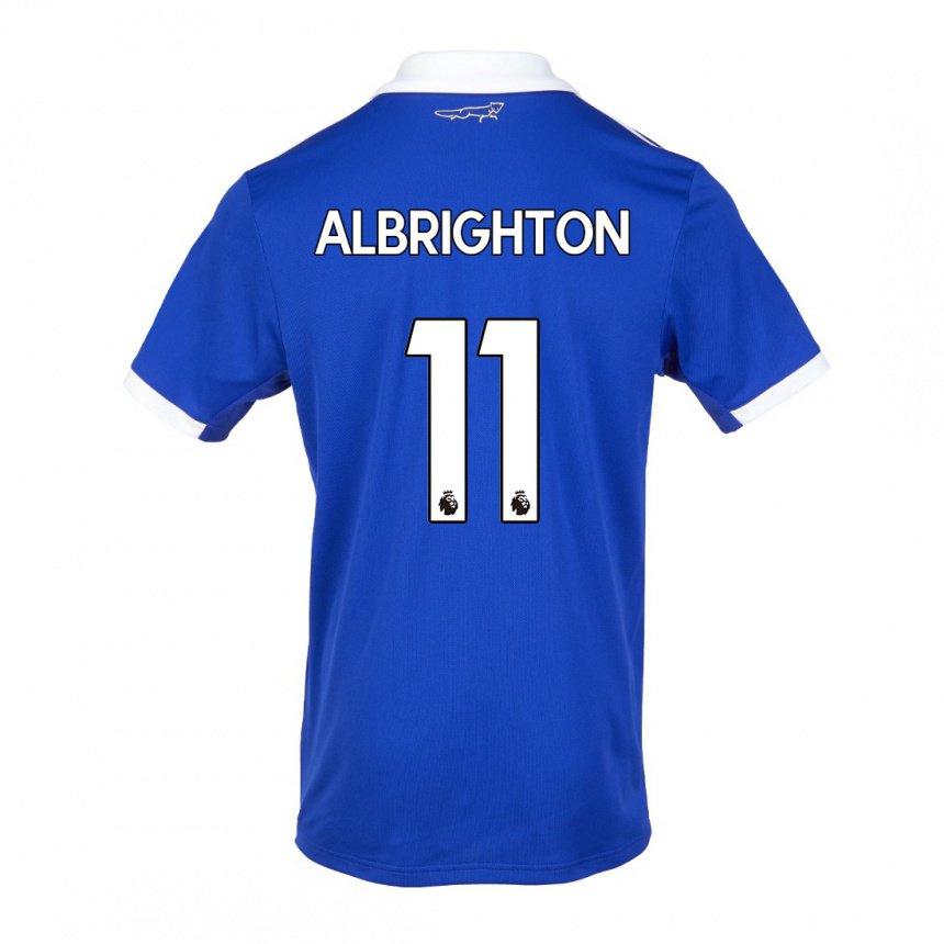 Herren Marc Albrighton #11 Blau Weiss Heimtrikot Trikot 2022/23 T-shirt Belgien
