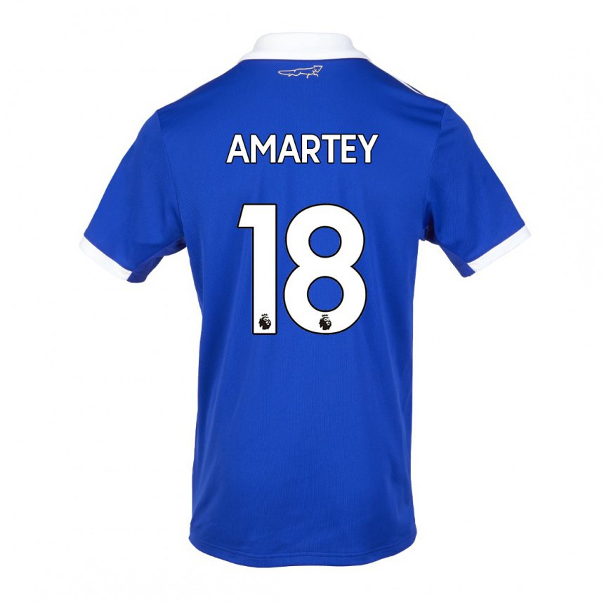 Herren Daniel Amartey #18 Blau Weiss Heimtrikot Trikot 2022/23 T-shirt Belgien