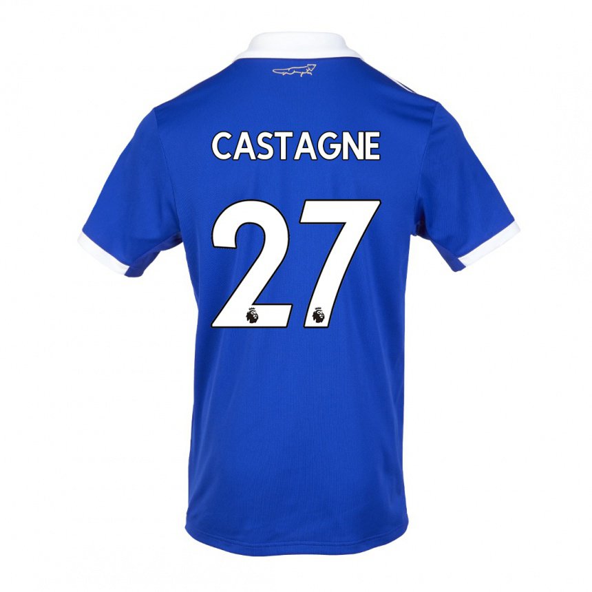Homme Maillot Timothy Castagne #27 Bleu Blanc Tenues Domicile 2022/23 T-shirt Belgique