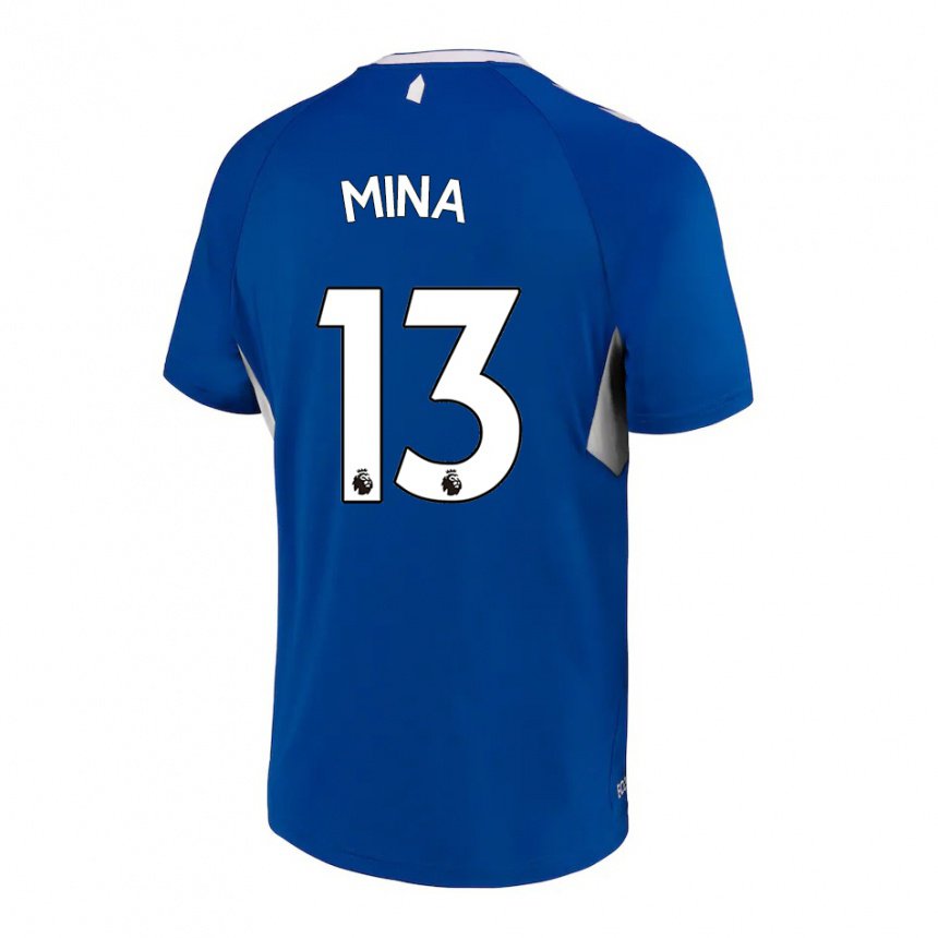 Homme Maillot Yerry Mina #13 Bleu Foncé Blanc Tenues Domicile 2022/23 T-shirt Belgique