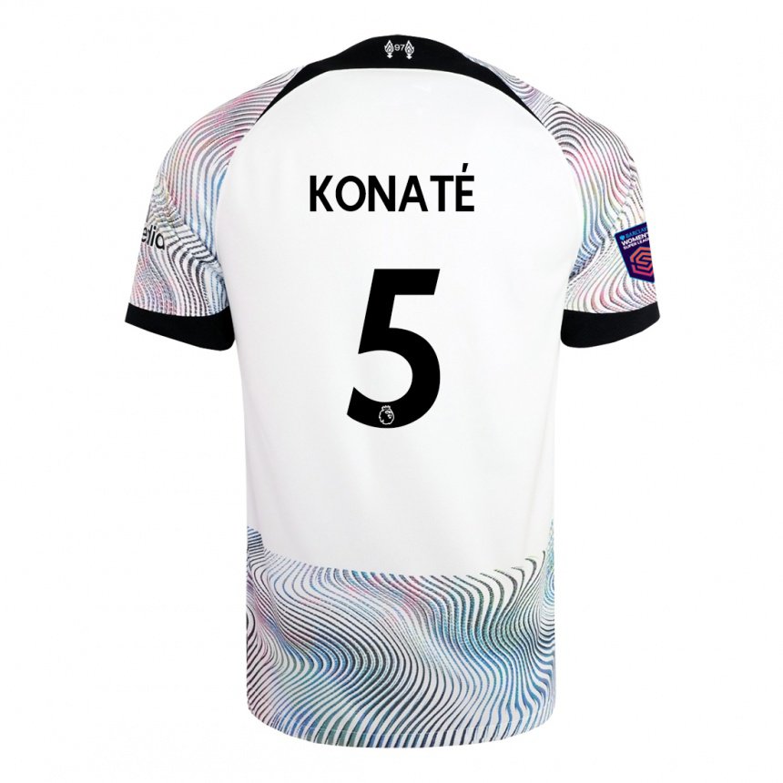 Herren Ibrahima Konate #5 Weiß Bunt Auswärtstrikot Trikot 2022/23 T-shirt Belgien