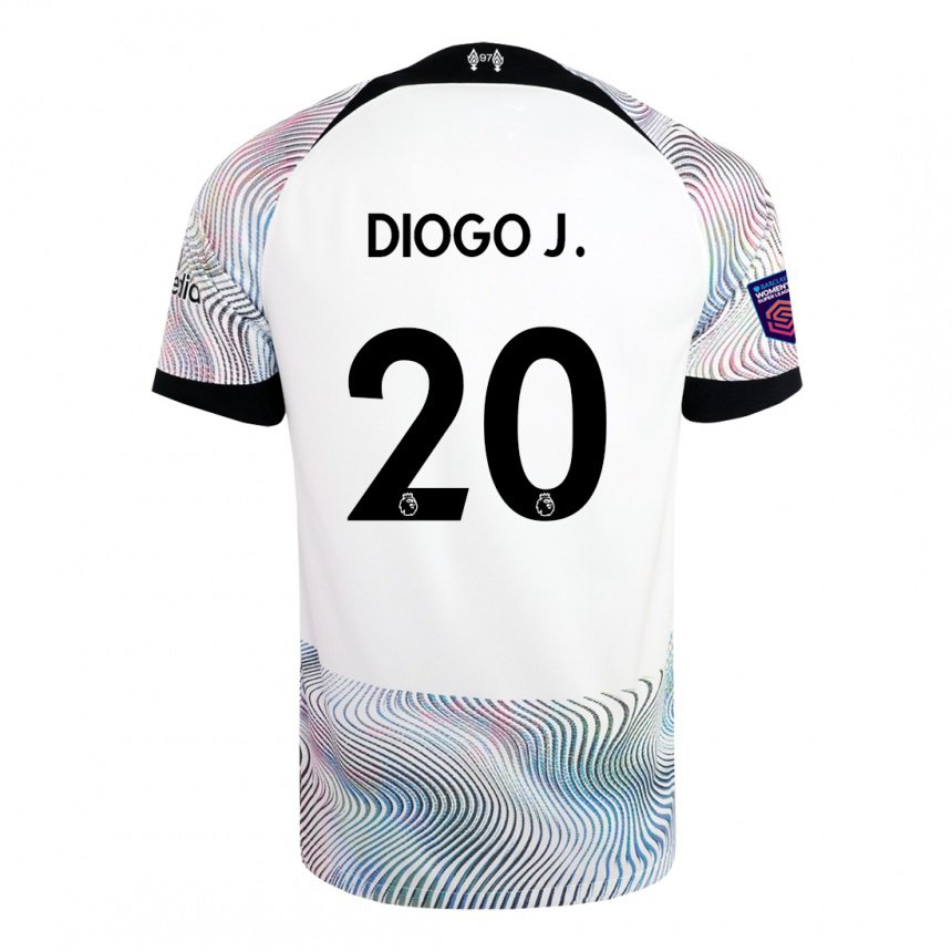 Homme Maillot Diogo Jota #20 Blanc Coloré Tenues Extérieur 2022/23 T-shirt Belgique