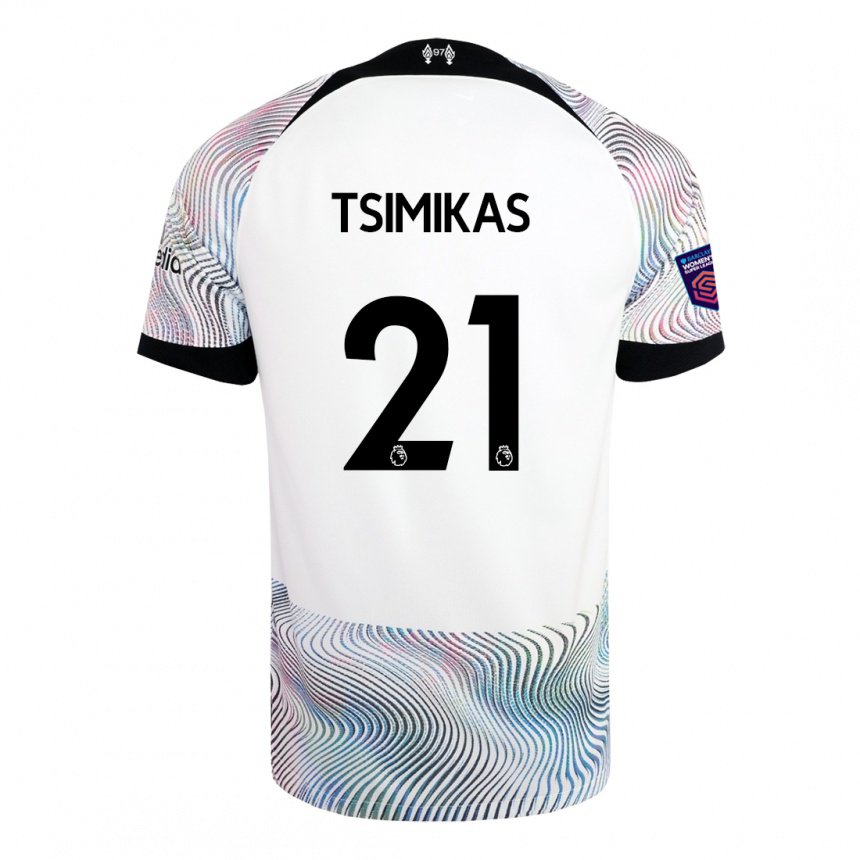 Homme Maillot Konstantinos Tsimikas #21 Blanc Coloré Tenues Extérieur 2022/23 T-shirt Belgique