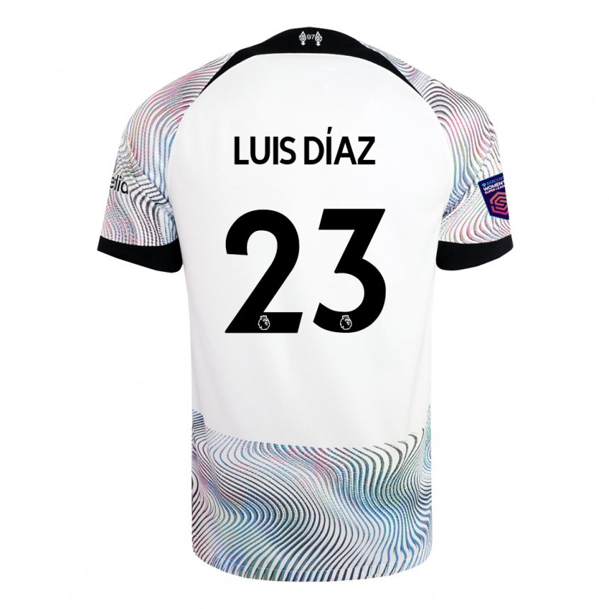 Herren Luis Diaz #23 Weiß Bunt Auswärtstrikot Trikot 2022/23 T-shirt Belgien