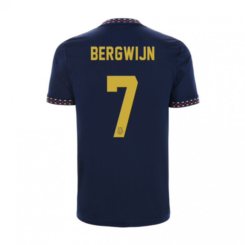 Herren Steven Bergwijn #7 Dunkelblau Auswärtstrikot Trikot 2022/23 T-shirt Belgien
