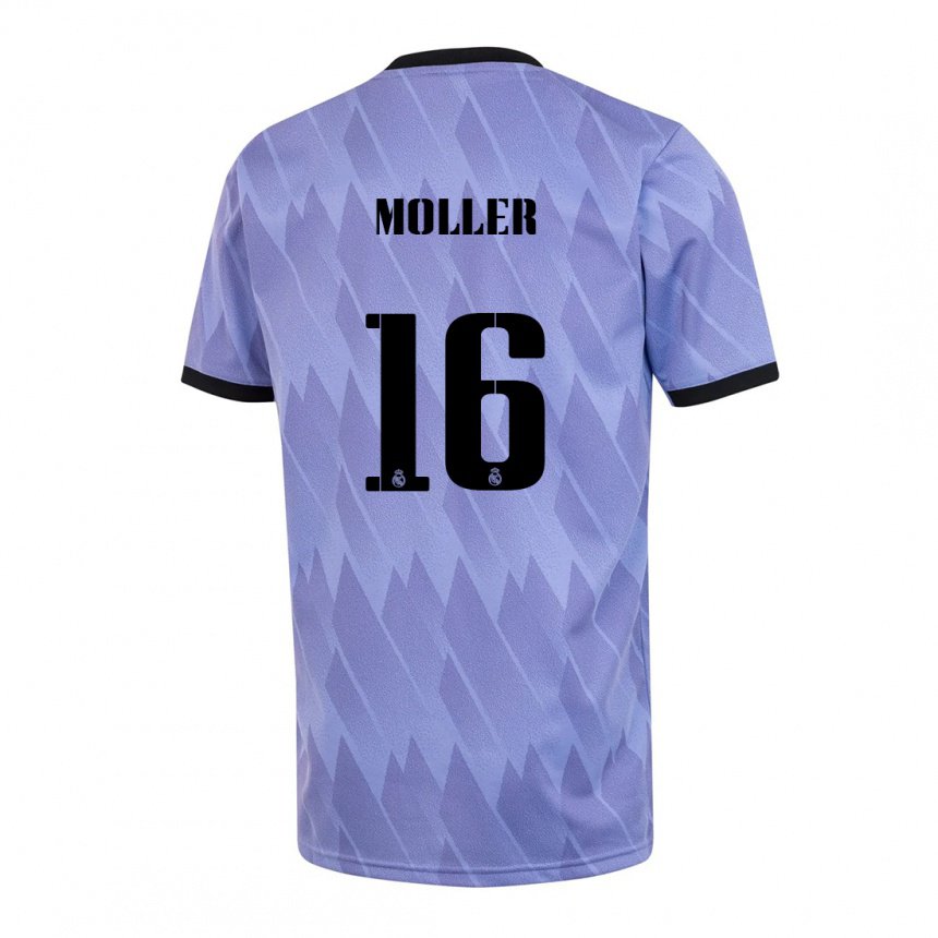 Herren Caroline Moller #16 Lila Schwarz Auswärtstrikot Trikot 2022/23 T-shirt Belgien