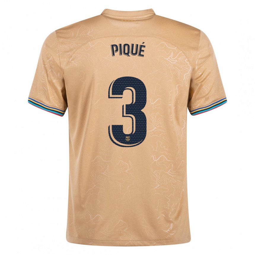Herren Gerard Pique #3 Gold Auswärtstrikot Trikot 2022/23 T-shirt Belgien