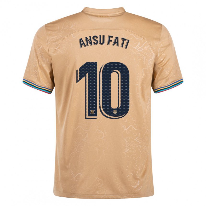 Homme Maillot Ansu Fati #10 Or Tenues Extérieur 2022/23 T-shirt Belgique