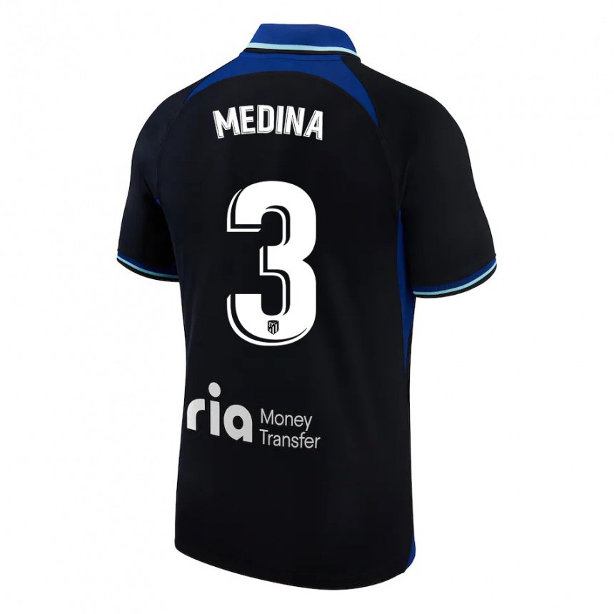 Homme Maillot Andrea Medina #3 Noir Blanc Bleu Tenues Extérieur 2022/23 T-shirt Belgique