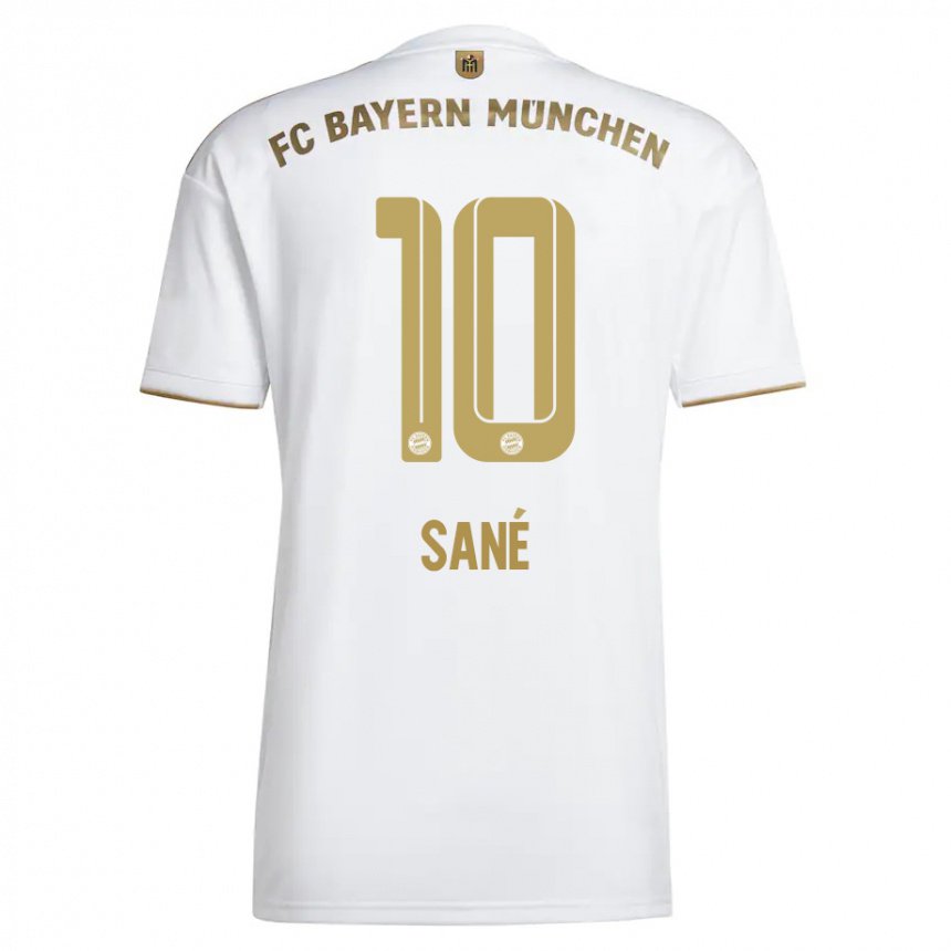 Homme Maillot Leroy Sané #10 Blanc Or Tenues Extérieur 2022/23 T-shirt Belgique