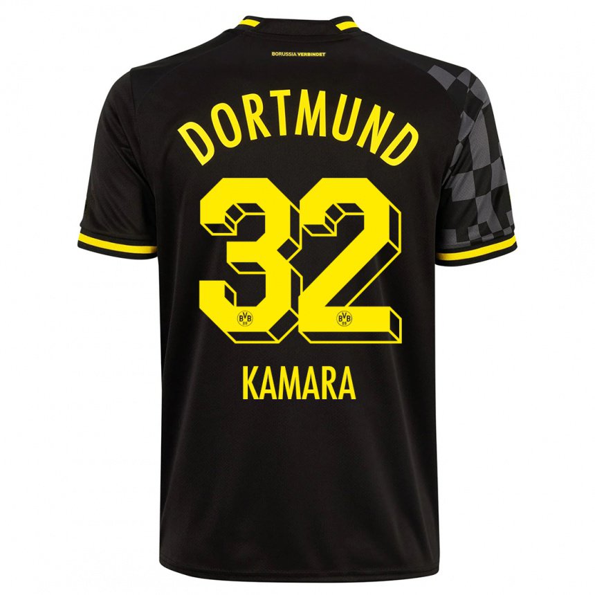 Homme Maillot Abdoulaye Kamara #32 Noir Tenues Extérieur 2022/23 T-shirt Belgique