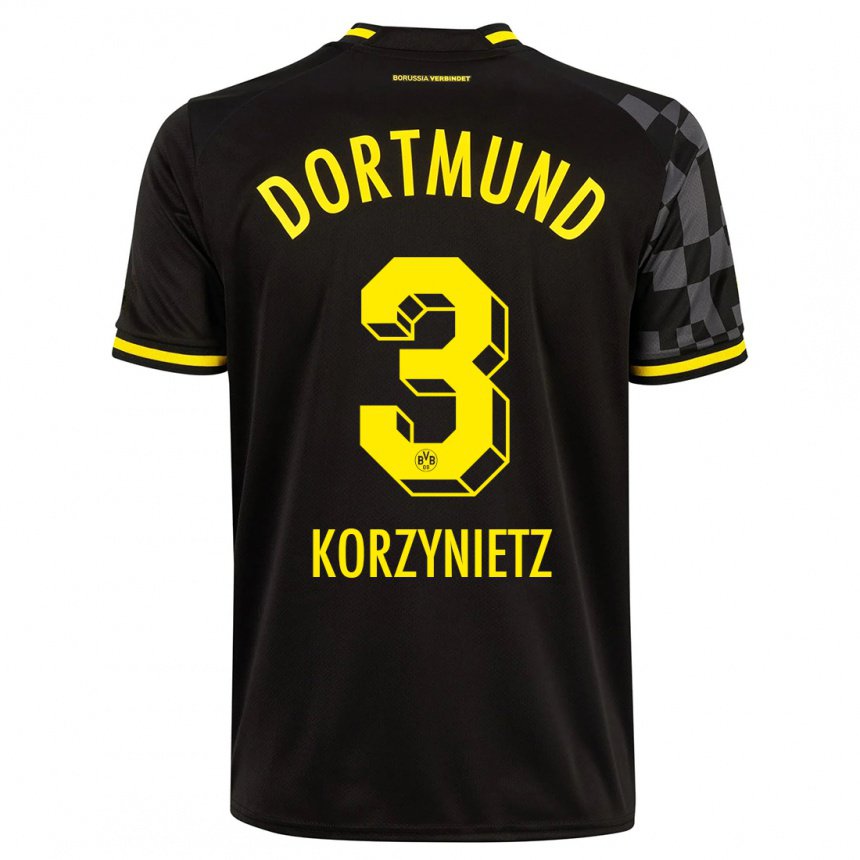 Herren Jaden Korzynietz #3 Schwarz Auswärtstrikot Trikot 2022/23 T-shirt Belgien