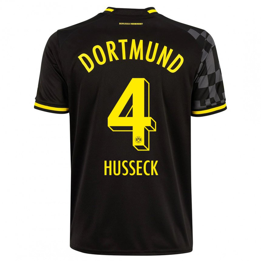 Herren Jonah Husseck #4 Schwarz Auswärtstrikot Trikot 2022/23 T-shirt Belgien