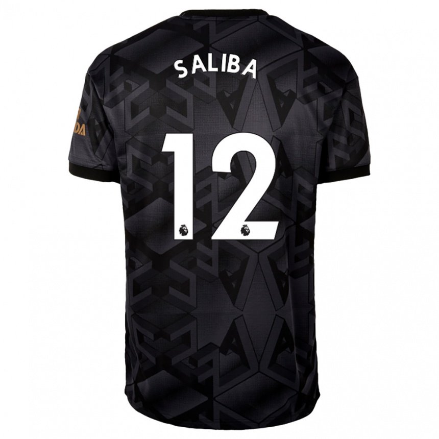 Herren William Saliba #12 Schwarz Grau Auswärtstrikot Trikot 2022/23 T-shirt Belgien